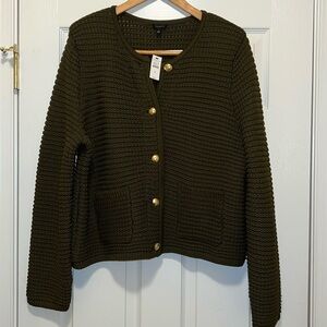 New with tags! Talbots XL green sweater jacket with gold buttons.